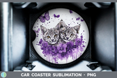 GorgeousWild Cats Purple Drips Car Coaster design.