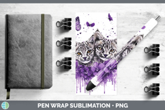 GorgeousWild Cats Purple Drips Pen Wrap design.
