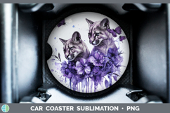 GorgeousWild Cats Purple Drips Car Coaster design.