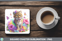 GorgeousWild Cats Rainbow Summer Square Coaster design.