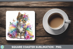 GorgeousWild Cats Rainbow Summer Square Coaster design.