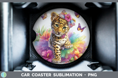 GorgeousWild Cats Rainbow Summer Car Coaster design.
