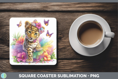 GorgeousWild Cats Rainbow Summer Square Coaster design.