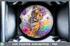 GorgeousWild Cats Rainbow Summer Car Coaster design.