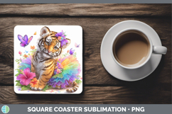GorgeousWild Cats Rainbow Summer Square Coaster design.