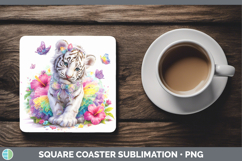 GorgeousWild Cats Rainbow Summer Square Coaster design.