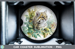 GorgeousWild Cats Sketch Car Coaster design.