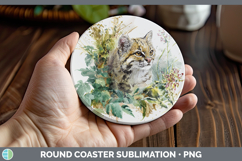 GorgeousWild Cats Sketch Round Coaster design.