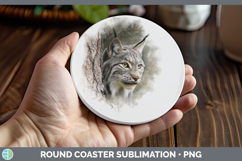 GorgeousWild Cats Tree Peek Round Coaster design.