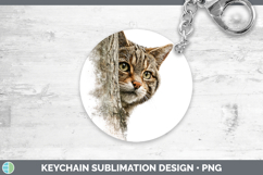 GorgeousWild Cats Tree Peek Keychain design.