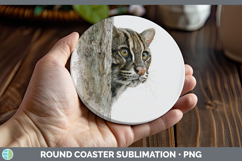 GorgeousWild Cats Tree Peek Round Coaster design.