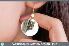 GorgeousWild Cats Tree Peek Round Earrings design.