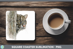 GorgeousWild Cats Tree Peek Square Coaster design.