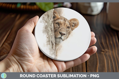 GorgeousWild Cats Tree Peek Round Coaster design.