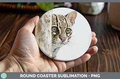 GorgeousWild Cats Tree Peek Round Coaster design.