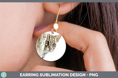 GorgeousWild Cats Tree Peek Round Earrings design.