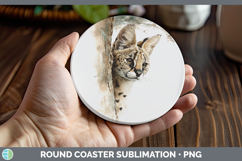 GorgeousWild Cats Tree Peek Round Coaster design.