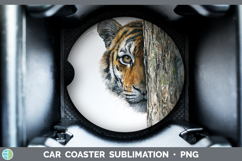 GorgeousWild Cats Tree Peek Car Coaster design.