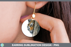 GorgeousWild Cats Tree Peek Round Earrings design.