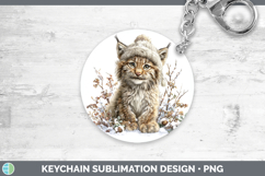 GorgeousWild Cats Winter Knit Hat Keychain design.