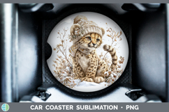GorgeousWild Cats Winter Knit Hat Car Coaster design.