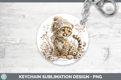 GorgeousWild Cats Winter Knit Hat Keychain design.