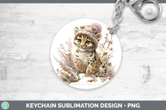 GorgeousWild Cats Winter Knit Hat Keychain design.