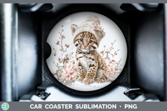 GorgeousWild Cats Winter Knit Hat Car Coaster design.