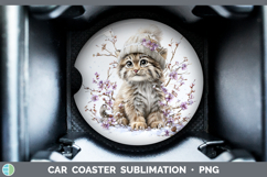 GorgeousWild Cats Winter Knit Hat Car Coaster design.