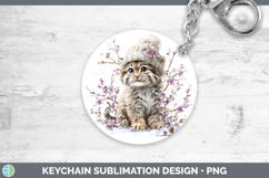 GorgeousWild Cats Winter Knit Hat Keychain design.