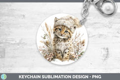 GorgeousWild Cats Winter Knit Hat Keychain design.
