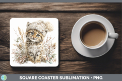 GorgeousWild Cats Winter Knit Hat Square Coaster design.
