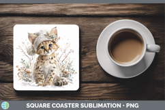 GorgeousWild Cats Winter Knit Hat Square Coaster design.