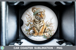GorgeousWild Cats Winter Knit Hat Car Coaster design.