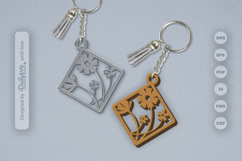 Wild Floral Keychain SVG Product Image 1