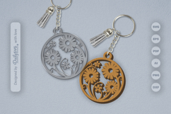 Wild Floral Round Keychain SVG Product Image 1