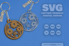 Wild Floral Round Keychain SVG Product Image 2