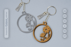 Wild Floral Round Keychain SVG Product Image 1