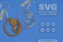 Wild Floral Round Keychain SVG Product Image 2