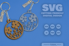 Wild Floral Round Keychain SVG Product Image 1