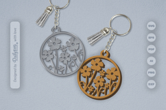 Wild Floral Round Keychain SVG Product Image 2