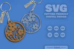 Wild Floral Round Keychain SVG Product Image 1