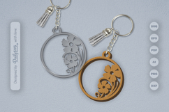 Wild Floral Round Keychain SVG Product Image 1