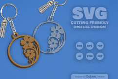 Wild Floral Round Keychain SVG Product Image 2