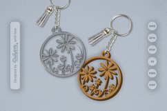 Wild Floral Round Keychain SVG Product Image 2