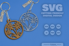Wild Floral Round Keychain SVG Product Image 1