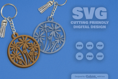 Wild Floral Round Keychain SVG Product Image 1