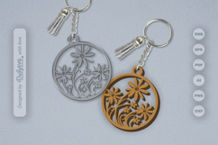 Wild Floral Round Keychain SVG Product Image 1