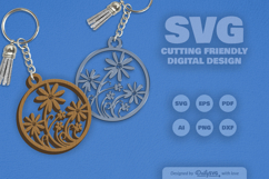 Wild Floral Round Keychain SVG Product Image 2