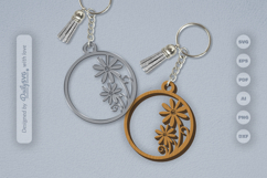 Wild Floral Round Keychain SVG Product Image 1